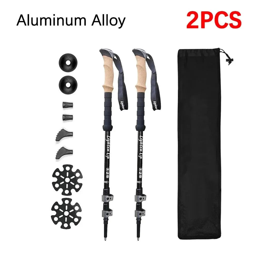 Telescopic Carbon Fiber Trekking Poles: Collapsible Lightweight Walking and Hiking Sticks (2pcs) - Trekker Essentials