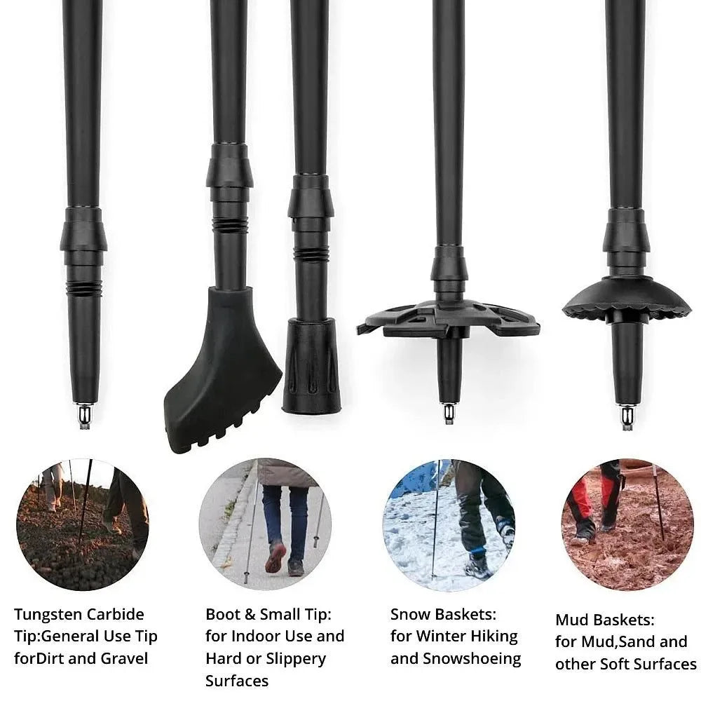 Telescopic Carbon Fiber Trekking Poles: Collapsible Lightweight Walking and Hiking Sticks (2pcs) - Trekker Essentials