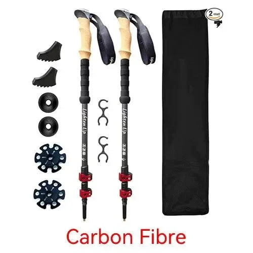 Telescopic Carbon Fiber Trekking Poles: Collapsible Lightweight Walking and Hiking Sticks (2pcs) - Trekker Essentials