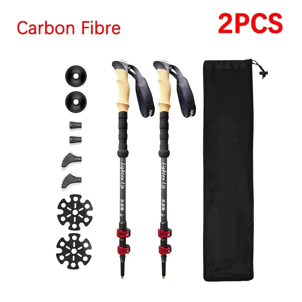 Telescopic Carbon Fiber Trekking Poles: Collapsible Lightweight Walking and Hiking Sticks (2pcs) - Trekker Essentials
