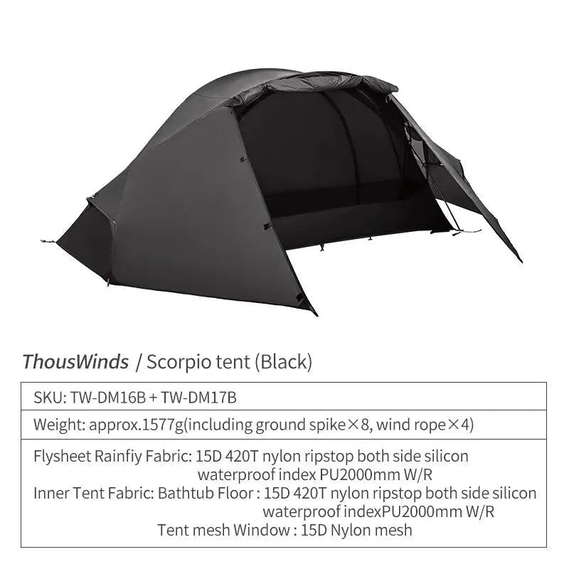 Thous Winds Scorpio Ultralight 1-Person Tent Hiking Solo Tent - Trekker Essentials