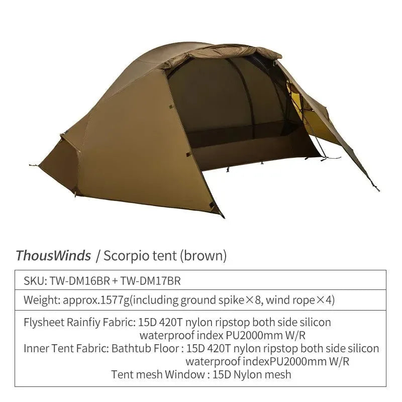 Thous Winds Scorpio Ultralight 1-Person Tent Hiking Solo Tent - Trekker Essentials