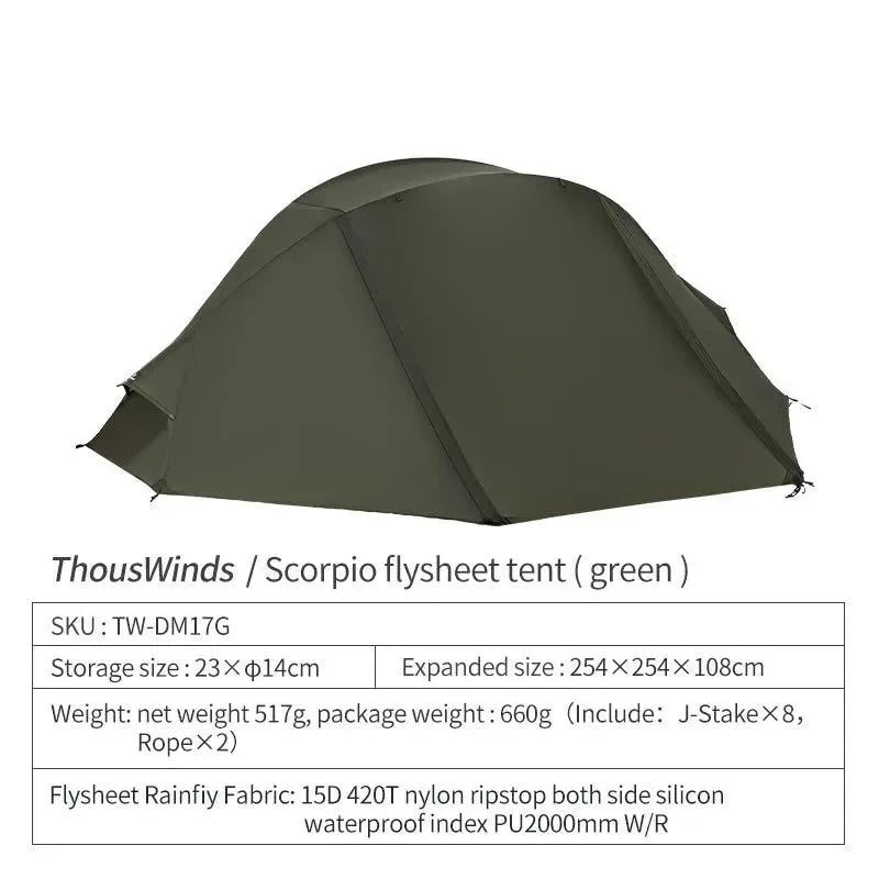 Thous Winds Scorpio Ultralight 1-Person Tent Hiking Solo Tent - Trekker Essentials
