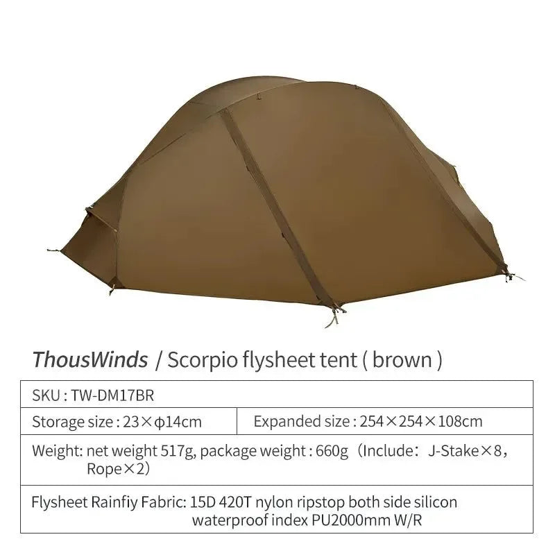 Thous Winds Scorpio Ultralight 1-Person Tent Hiking Solo Tent - Trekker Essentials