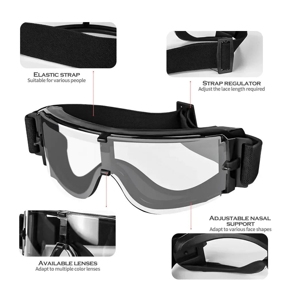 Three-in-One Windproof and Dustproof Outdoor Goggles – Ideal for Shooting, Hiking, and Cycling - Trekker Essentials
