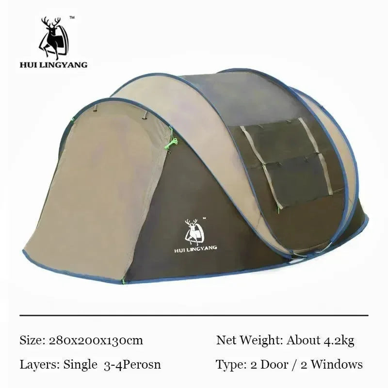 Throw Tent - Automatic Pop-Up Waterproof Camping Hiking Tent for Large Families - Trekker Essentials