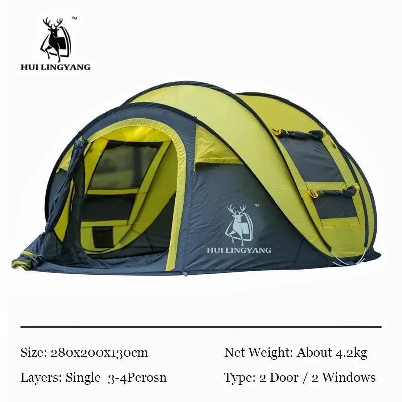 Throw Tent - Automatic Pop-Up Waterproof Camping Hiking Tent for Large Families - Trekker Essentials