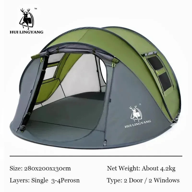 Throw Tent - Automatic Pop-Up Waterproof Camping Hiking Tent for Large Families - Trekker Essentials