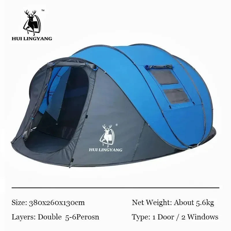 Throw Tent - Automatic Pop-Up Waterproof Camping Hiking Tent for Large Families - Trekker Essentials