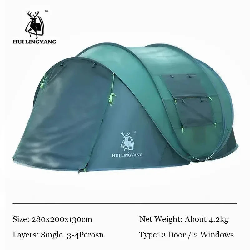 Throw Tent - Automatic Pop-Up Waterproof Camping Hiking Tent for Large Families - Trekker Essentials