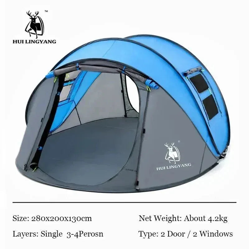 Throw Tent - Automatic Pop-Up Waterproof Camping Hiking Tent for Large Families - Trekker Essentials