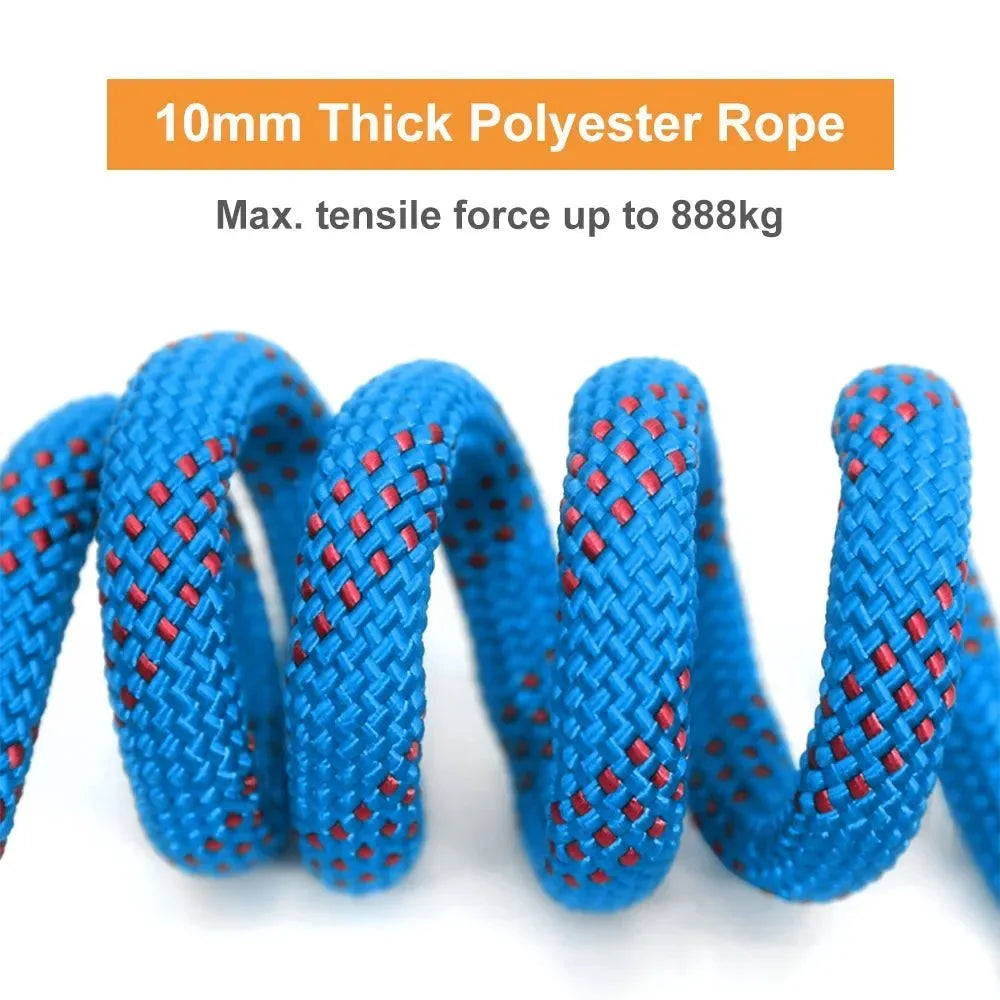 Tomshoo 10mm Climbing Rope - 10M/20M/30M Outdoor Static Rappelling and Fire Rescue Safety Escape Rope - Trekker Essentials
