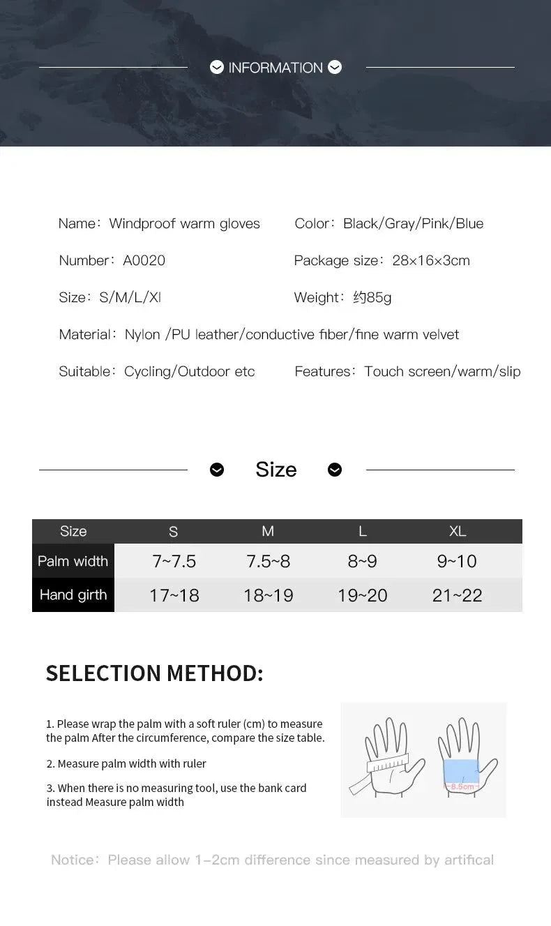 Touchscreen Waterproof Winter Cycling Gloves Full Finger Sports Riding Gloves Mountaineering & Camping - Trekker Essentials
