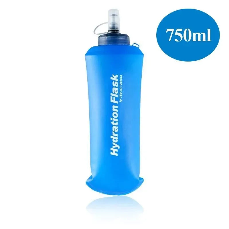 TPU Soft Flask Water Bottle: Ultralight Folding Collapsible Water Bottle for Running, Pack Waist Bag Vest - Trekker Essentials