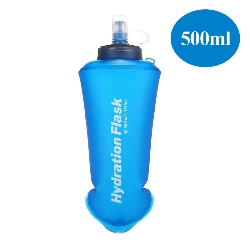 TPU Soft Flask Water Bottle: Ultralight Folding Collapsible Water Bottle for Running, Pack Waist Bag Vest - Trekker Essentials