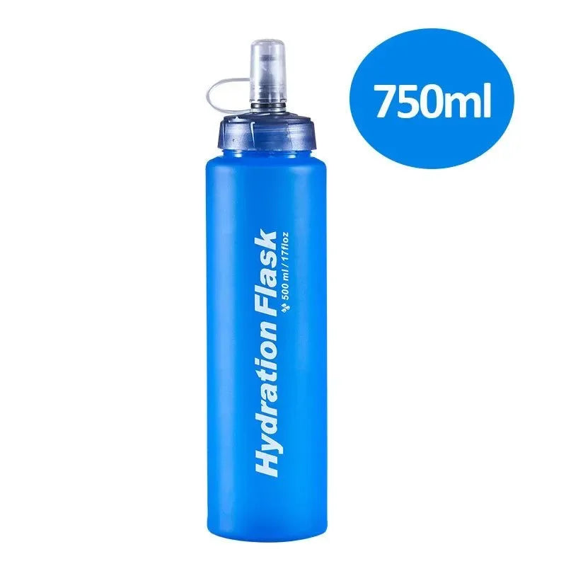 TPU Soft Flask Water Bottle: Ultralight Folding Collapsible Water Bottle for Running, Pack Waist Bag Vest - Trekker Essentials