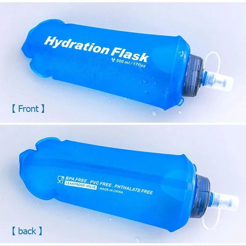 TPU Soft Flask Water Bottle: Ultralight Folding Collapsible Water Bottle for Running, Pack Waist Bag Vest - Trekker Essentials