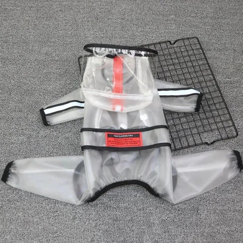 Transparent Hooded Waterproof Dog Raincoat – Windproof Four-Footed Pet Jacket - Trekker Essentials