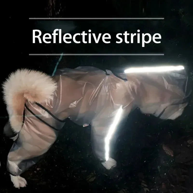 Transparent Hooded Waterproof Dog Raincoat – Windproof Four-Footed Pet Jacket - Trekker Essentials