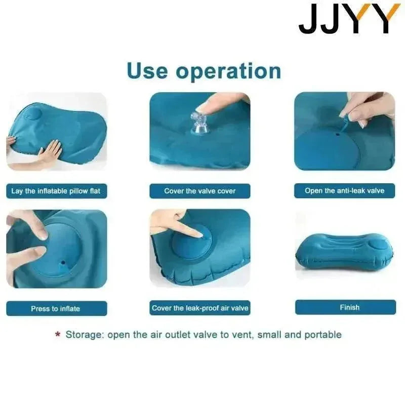 Travel Pillow Air Inflatable Airplane Car Pillows Folding Press Type Bed Neck Cushion - Trekker Essentials