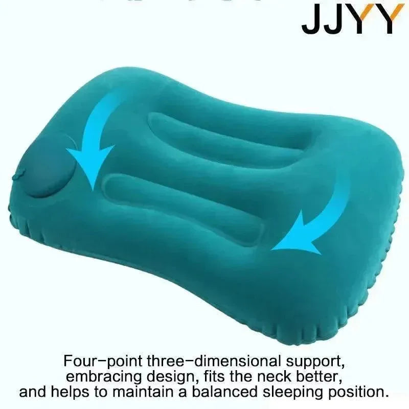 Travel Pillow Air Inflatable Airplane Car Pillows Folding Press Type Bed Neck Cushion - Trekker Essentials