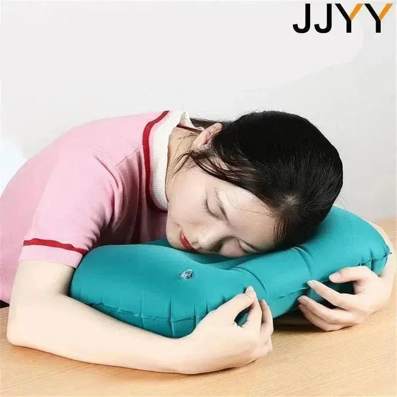 Travel Pillow Air Inflatable Airplane Car Pillows Folding Press Type Bed Neck Cushion - Trekker Essentials