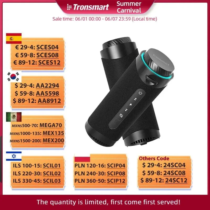 Tronsmart T7 Speaker Bluetooth Speaker with 360 degree Surround Sound, Bluetooth 5.3, LED Modes, True Wireless Stereo, APP - Trekker Essentials