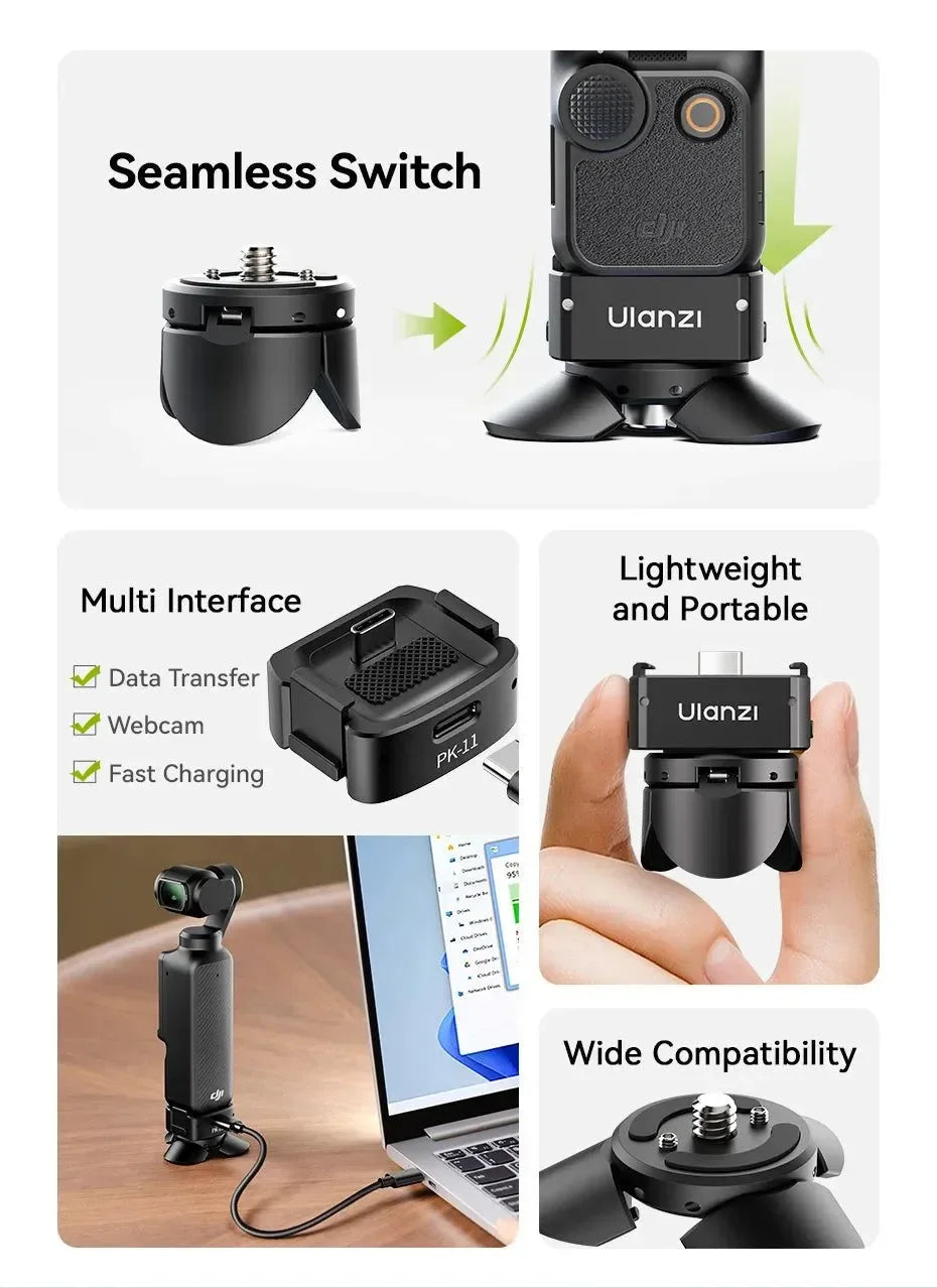 Ulanzi Pocket 3 Mini Tripod Kit for DJI Osmo Pocket 3 – PK-08 + PK-11 - Trekker Essentials