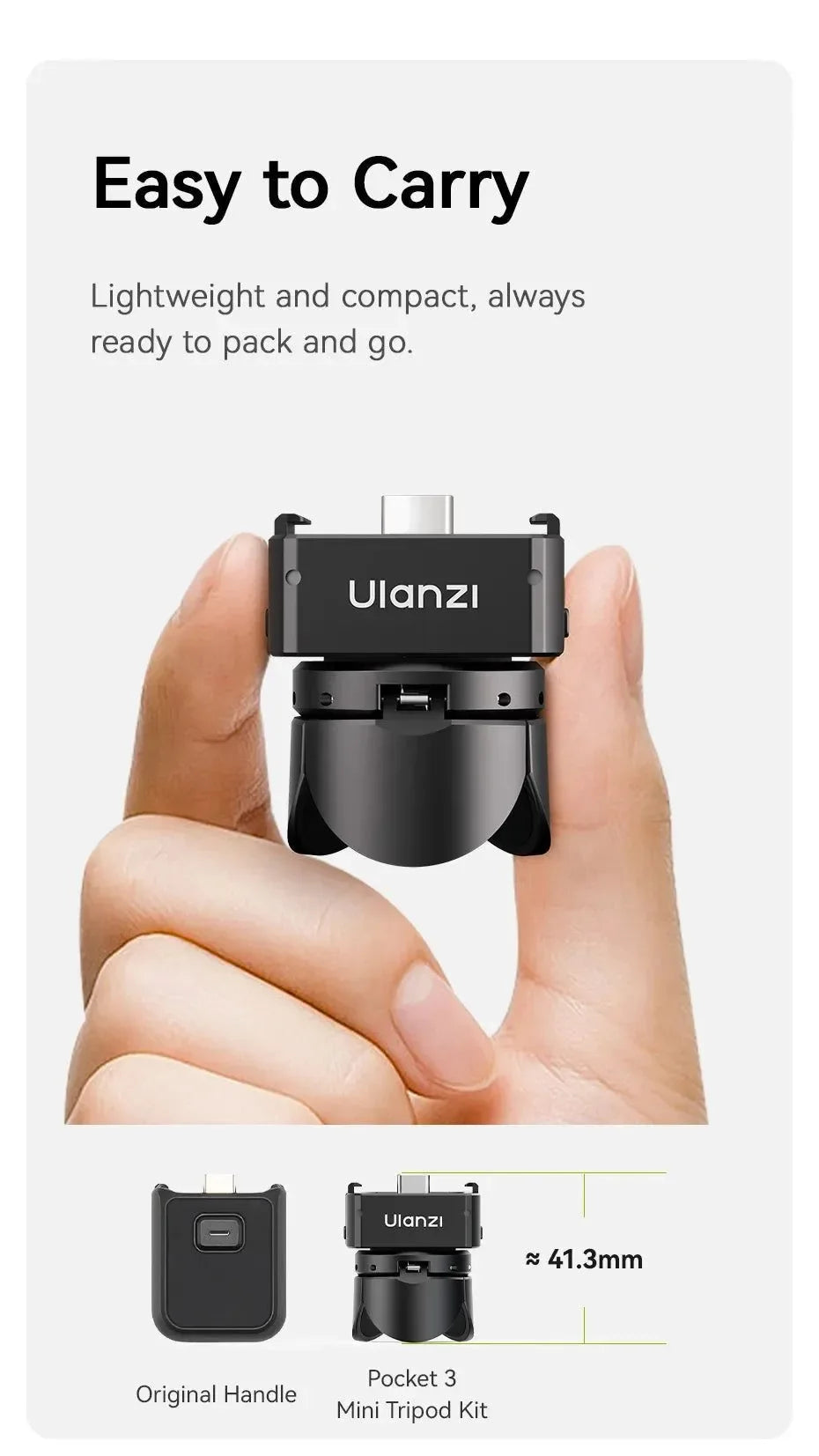 Ulanzi Pocket 3 Mini Tripod Kit for DJI Osmo Pocket 3 – PK-08 + PK-11 - Trekker Essentials