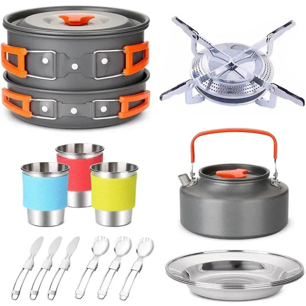 Ultimate Camping Cookware Set – Portable Outdoor Kitchen Kit with Pots, Burner, Utensils & BBQ Accessories - Trekker Essentials