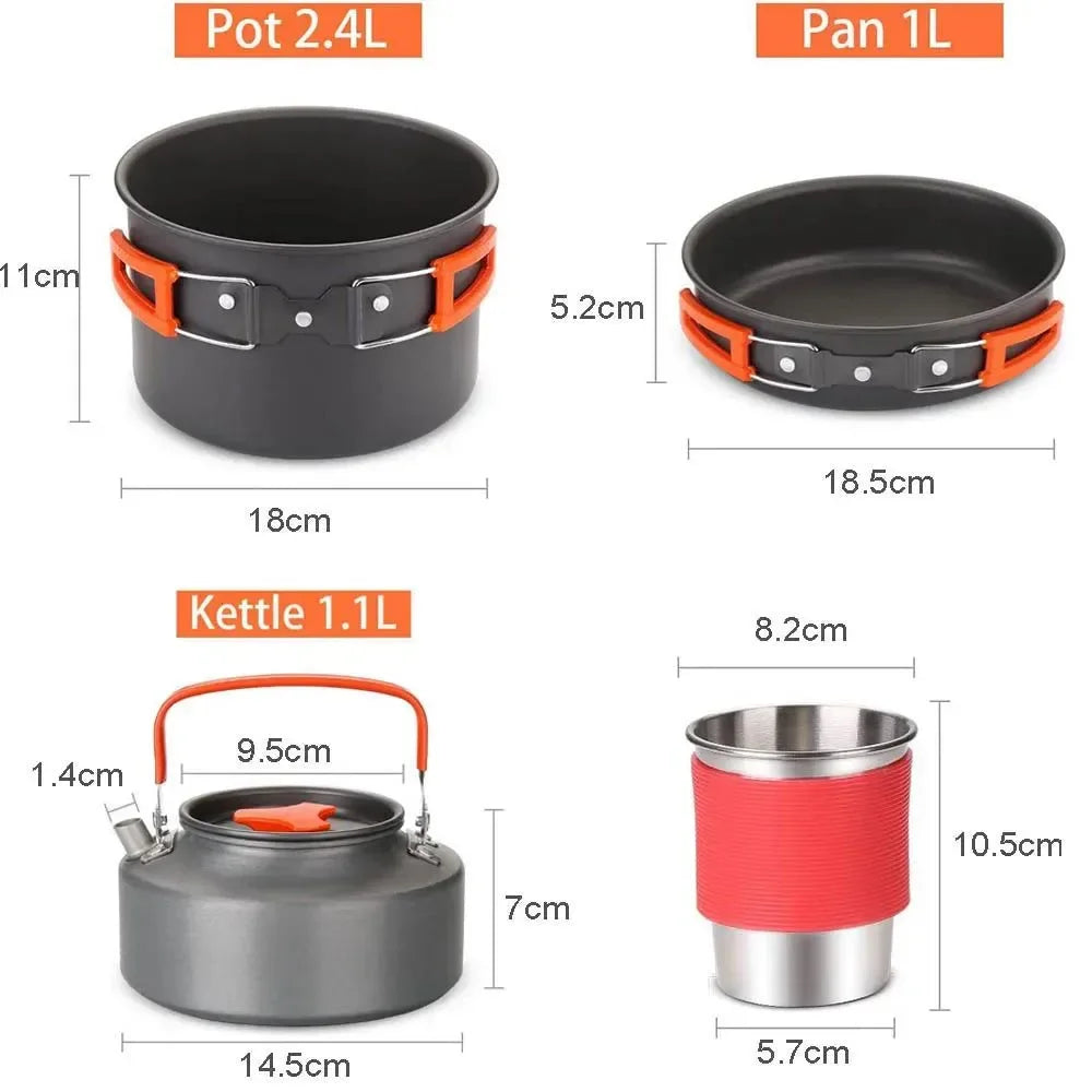 Ultimate Camping Cookware Set – Portable Outdoor Kitchen Kit with Pots, Burner, Utensils & BBQ Accessories - Trekker Essentials