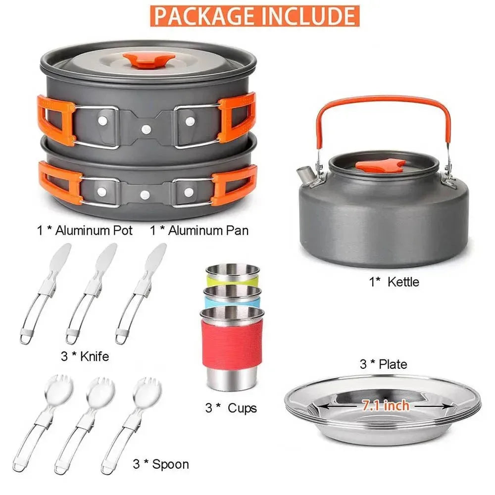 Ultimate Camping Cookware Set – Portable Outdoor Kitchen Kit with Pots, Burner, Utensils & BBQ Accessories - Trekker Essentials