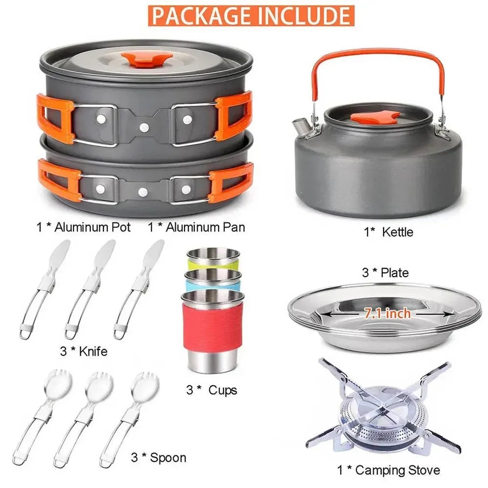 Ultimate Camping Cookware Set – Portable Outdoor Kitchen Kit with Pots, Burner, Utensils & BBQ Accessories - Trekker Essentials