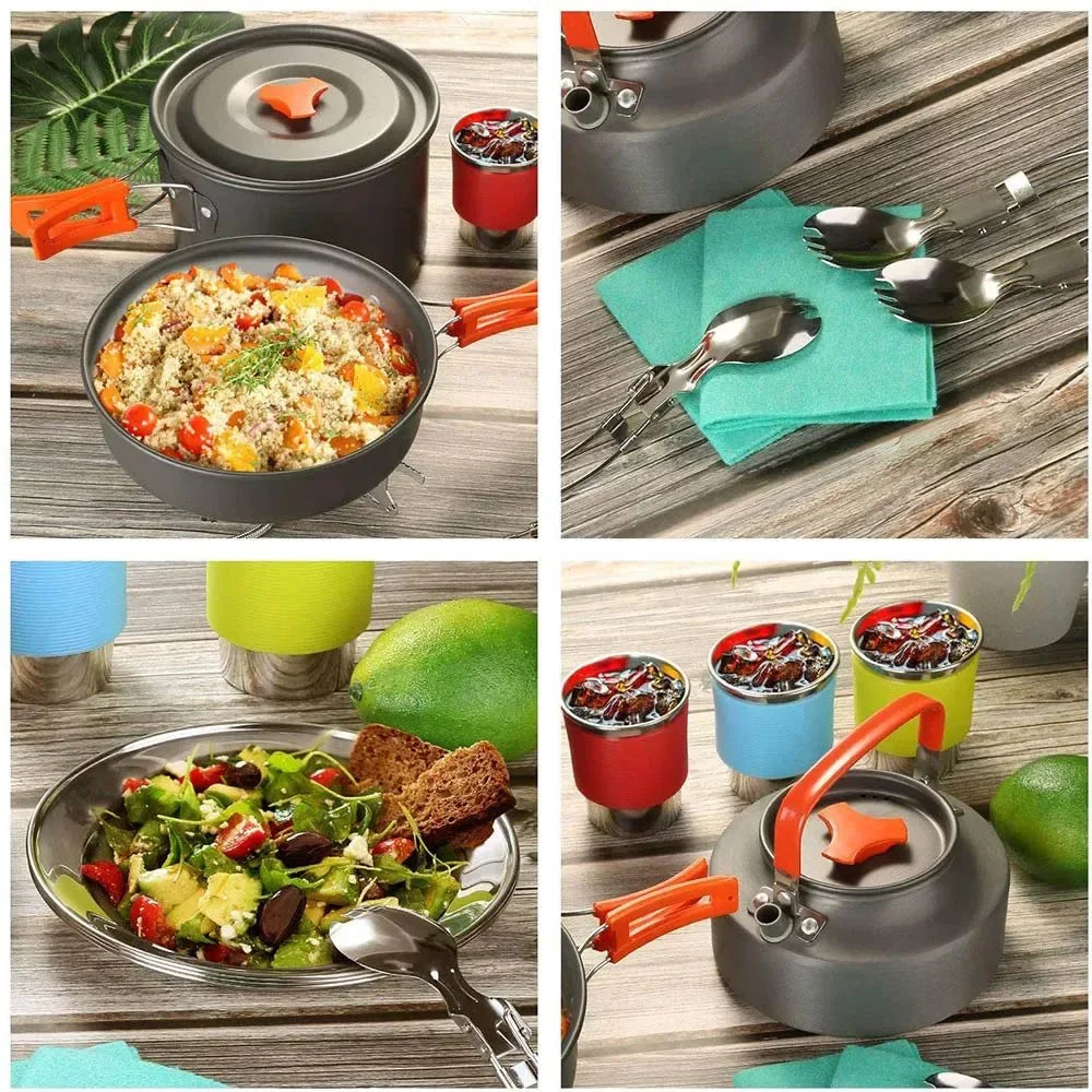 Ultimate Camping Cookware Set – Portable Outdoor Kitchen Kit with Pots, Burner, Utensils & BBQ Accessories - Trekker Essentials