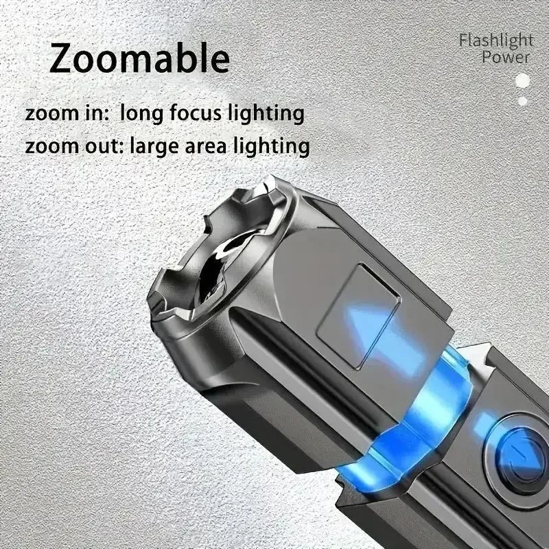 Ultra-Bright Rechargeable LED Flashlight – 100,000 Lumens USB Zoomable Tactical Light for Fishing, Hunting & Camping - Trekker Essentials