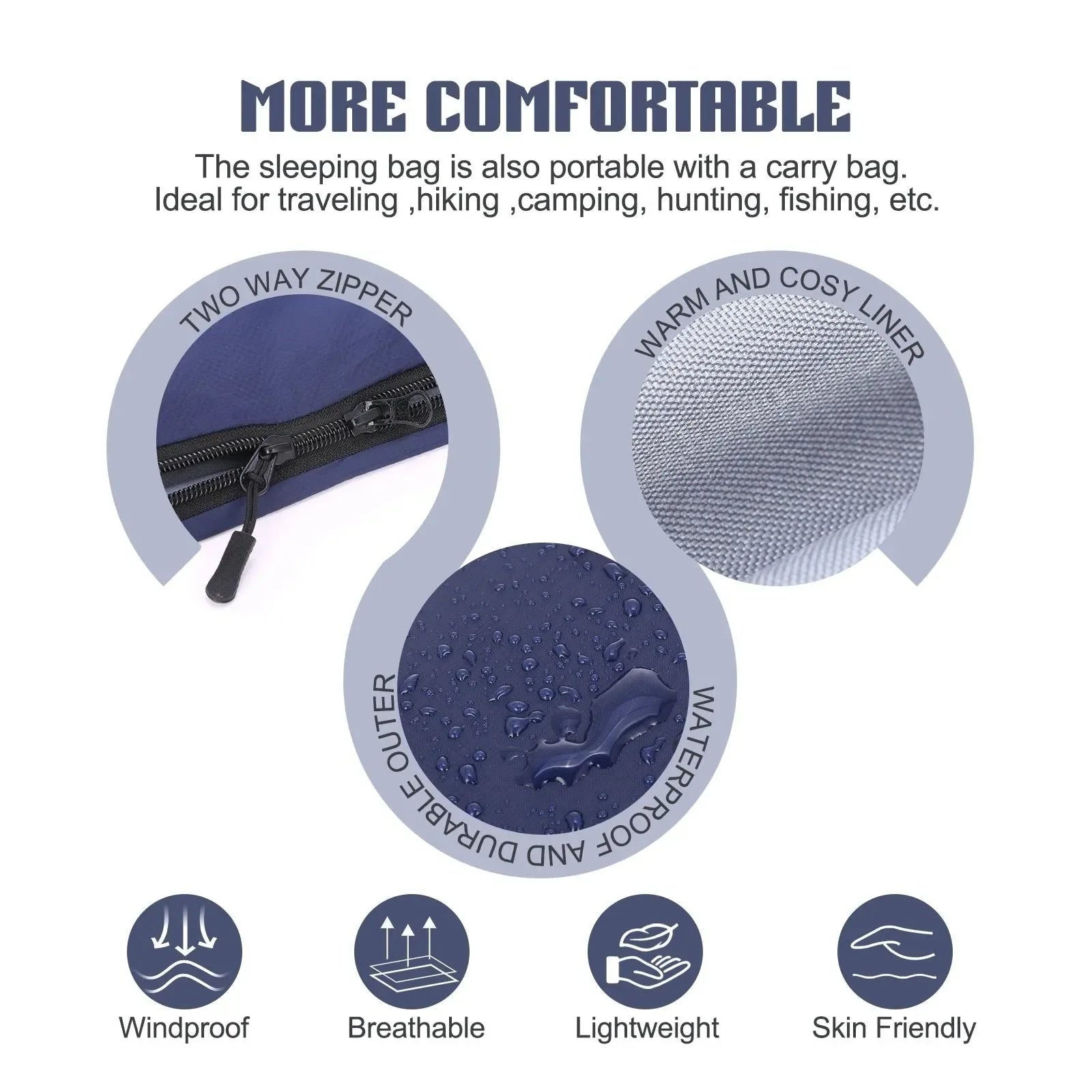 Ultra-light Outdoor Envelope Sleeping Bag for Camping, Hiking, and Travel (190 * 75cm) - Trekker Essentials