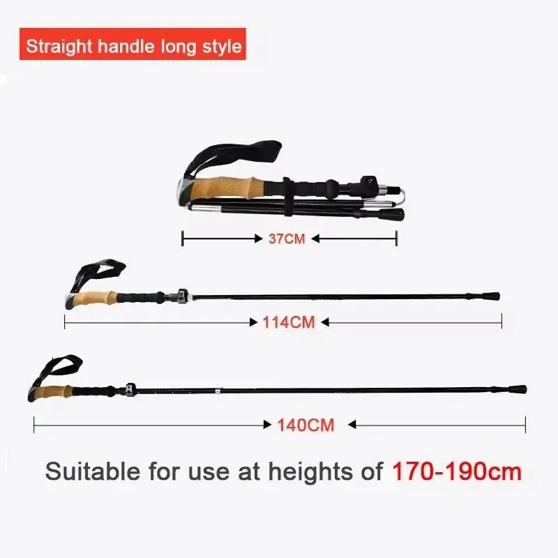 Ultra-light Telescopic Folding Trekking Pole: Carbon Fiber Walking Stick for Mountaineering - Trekker Essentials