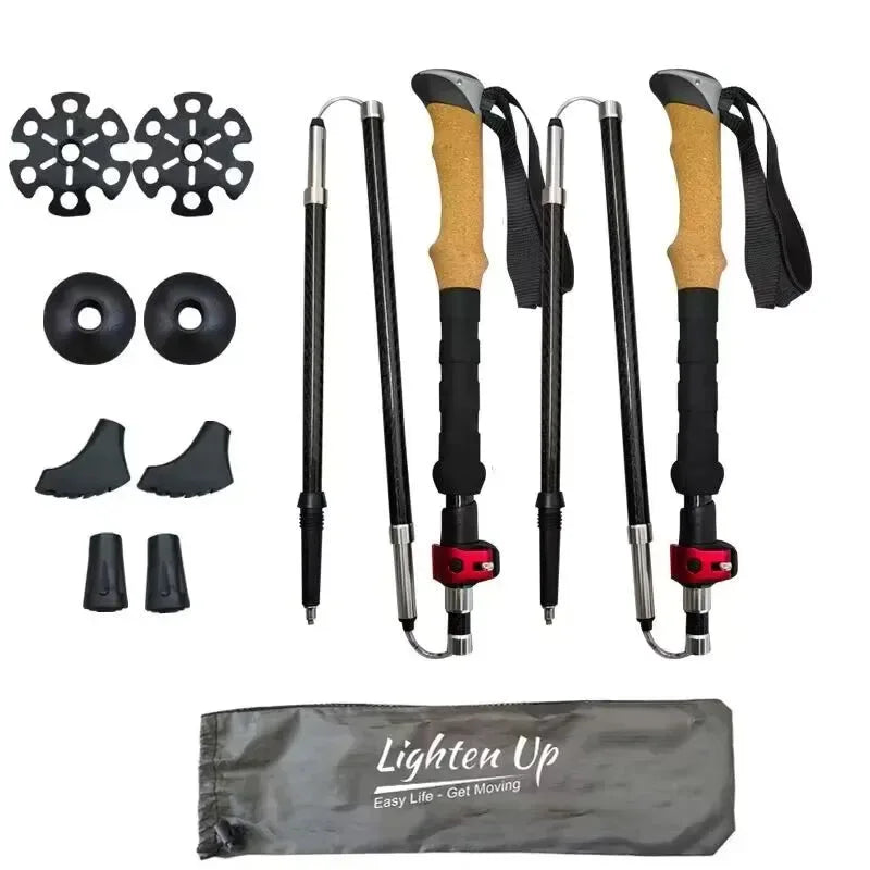 Ultra-light Telescopic Folding Trekking Pole: Carbon Fiber Walking Stick for Mountaineering - Trekker Essentials