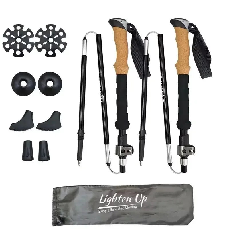 Ultra-light Telescopic Folding Trekking Pole: Carbon Fiber Walking Stick for Mountaineering - Trekker Essentials