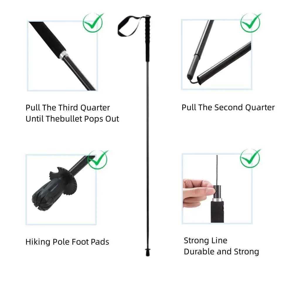 Ultra Lightweight Foldable Carbon Fiber Trekking Poles: Hiking and Walking Sticks for Mountain Climbing - Trekker Essentials