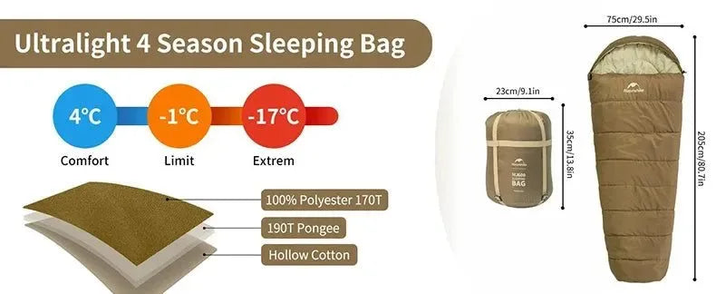 Ultra-Warm Mummy Sleeping Bag for Adults – Winter & 3-Season Camping - Trekker Essentials