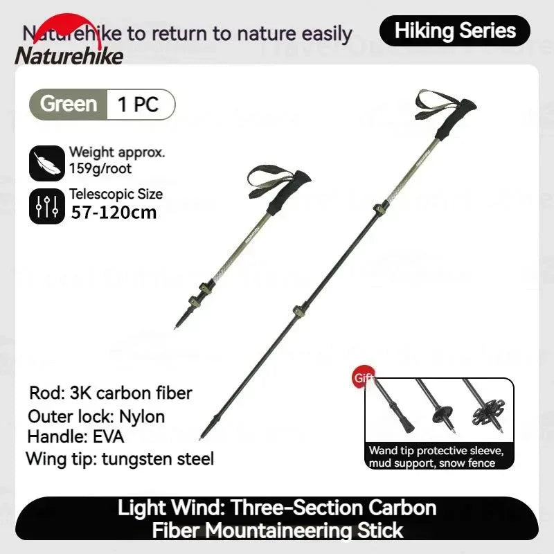Ultralight 3K Carbon Fiber Telescopic Hiking Stick: 3-Section Trekking Pole for Outdoor Climbing - Trekker Essentials