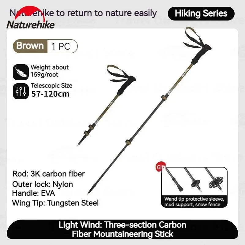 Ultralight 3K Carbon Fiber Telescopic Hiking Stick: 3-Section Trekking Pole for Outdoor Climbing - Trekker Essentials