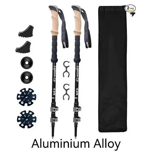 Ultralight Adjustable Aluminum Alloy Trekking Poles - Nordic Walking Sticks for Hiking - Trekker Essentials