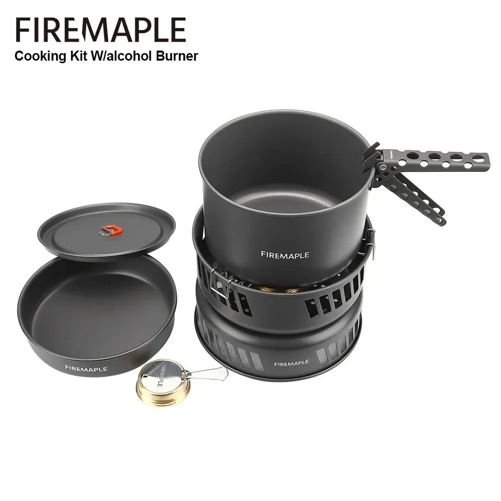 Ultralight Camping Cookware Set with Gas Burner – 5+ Person Aluminum Alloy Pot System for Hiking, Backpacking & Picnics - Trekker Essentials