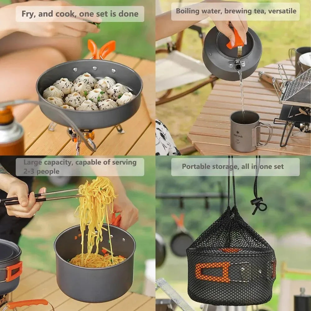 Ultralight Camping Cookware Set - Non-Stick 3-Piece Aluminum Pot/Pan/Kettle - Trekker Essentials