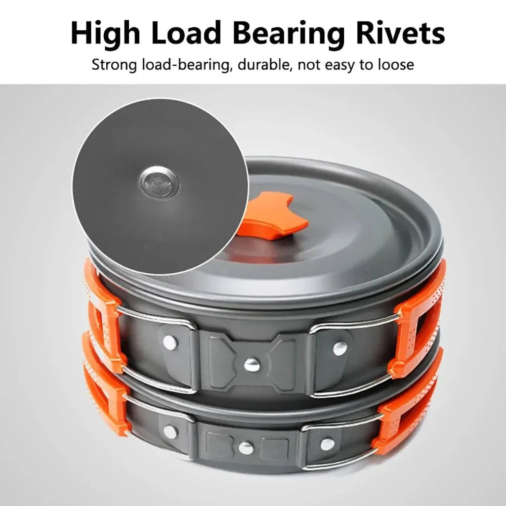 Ultralight Camping Cookware Set - Non-Stick 3-Piece Aluminum Pot/Pan/Kettle - Trekker Essentials