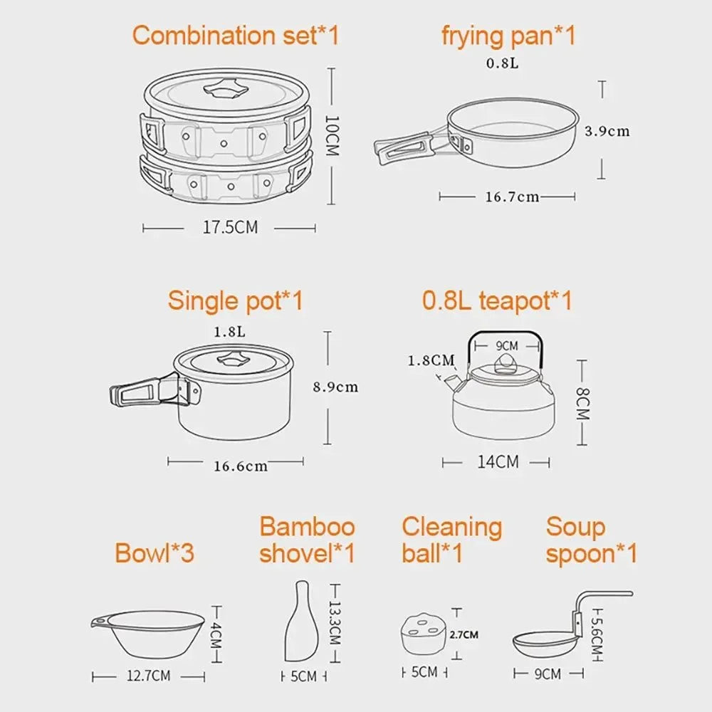 Ultralight Camping Cookware Set - Non-Stick 3-Piece Aluminum Pot/Pan/Kettle - Trekker Essentials