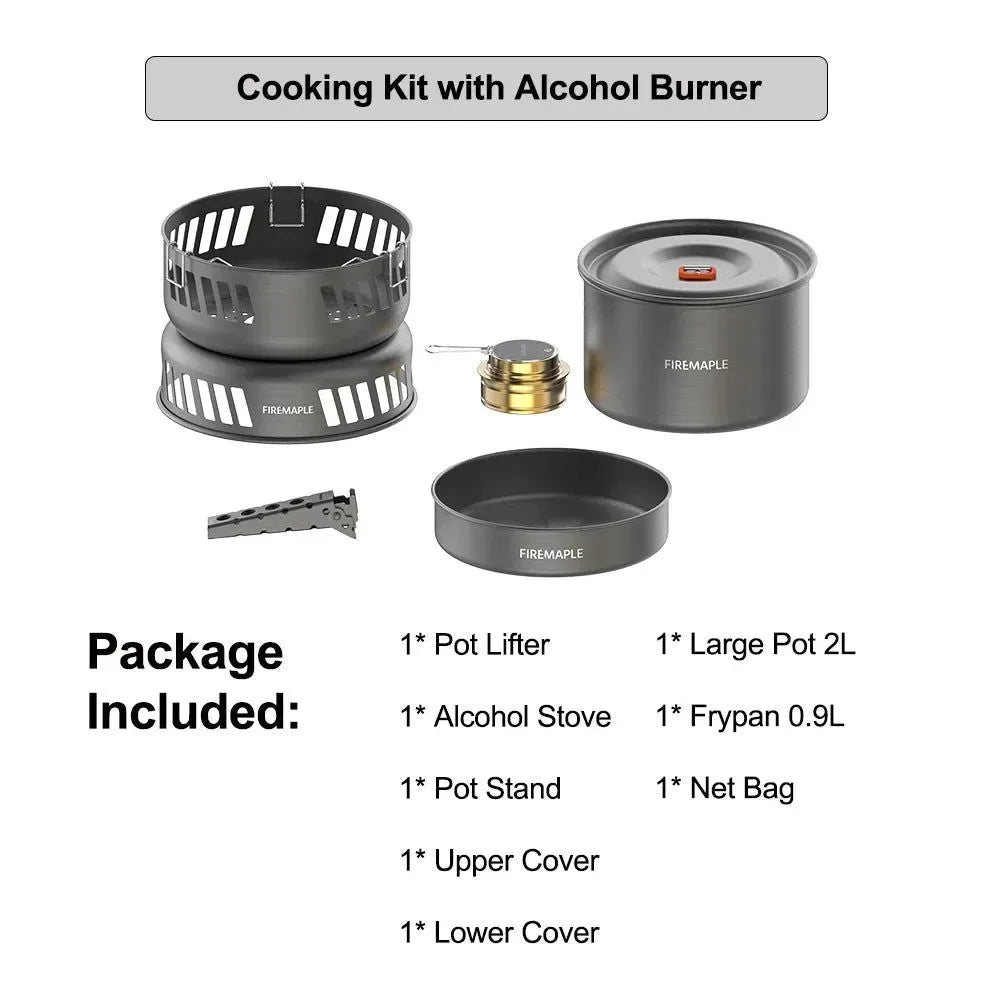 Ultralight Camping Cookware Set with Gas Burner – 5+ Person Aluminum Alloy Pot System for Hiking, Backpacking & Picnics - Trekker Essentials
