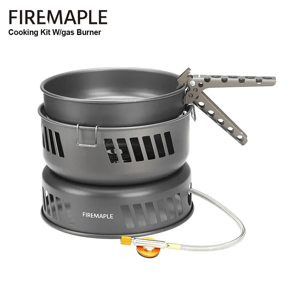 Ultralight Camping Cookware Set with Gas Burner – 5+ Person Aluminum Alloy Pot System for Hiking, Backpacking & Picnics - Trekker Essentials